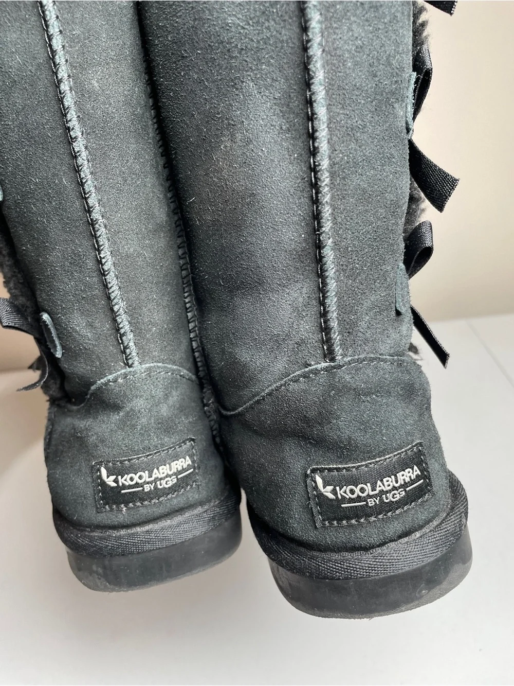 Koolaburra By Ugg Victoria Suede Bow Tall Boots Black Youth Size US 2